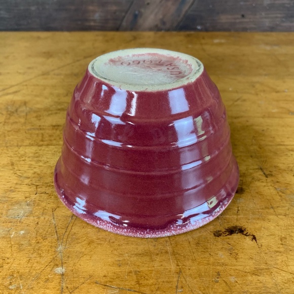 Vtg Western Stoneware Burgundy Ringed Bowl - Picture 4 of 7